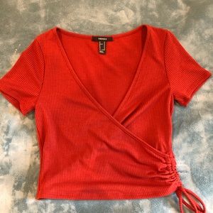 Crop top-deep v-neck